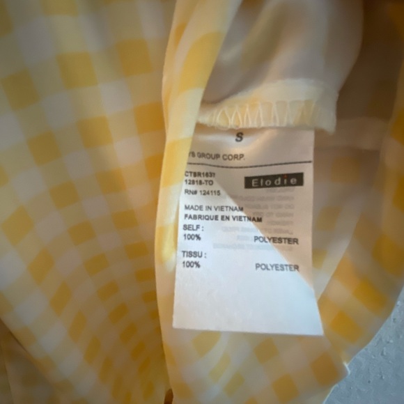 Elodie V-Neck Button Blouse Yellow /white - Picture 6 of 9